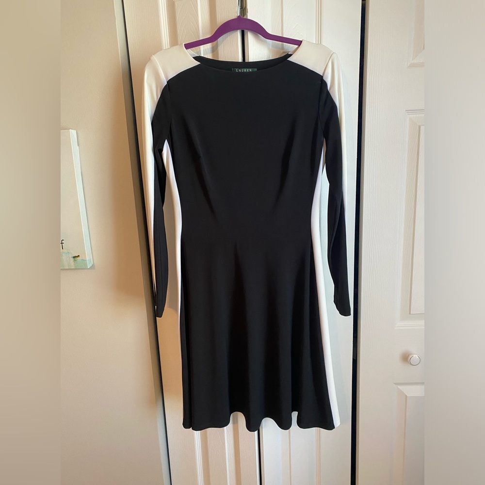 Ralph Lauren A-Line Black & White Dress Size 10